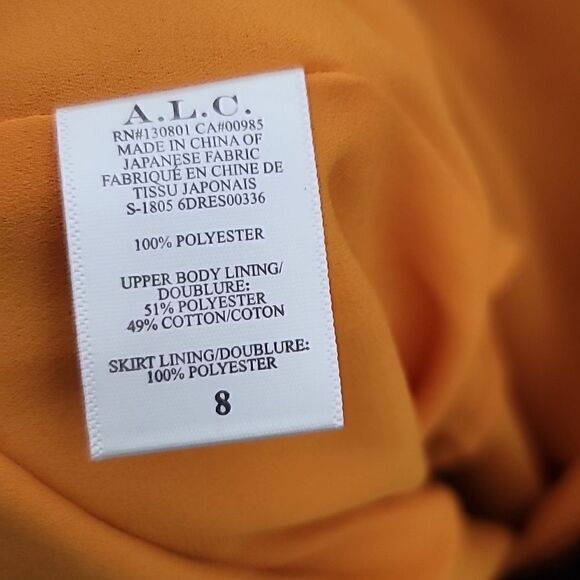 A. L. C Sienna Accordion Pleated Dress in Marigold - Picture 6 of 11